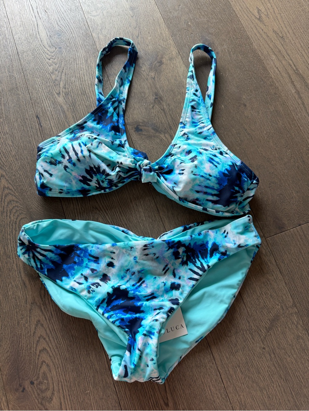Blue Tie-Dye Reversible Bikini Set - NWT
